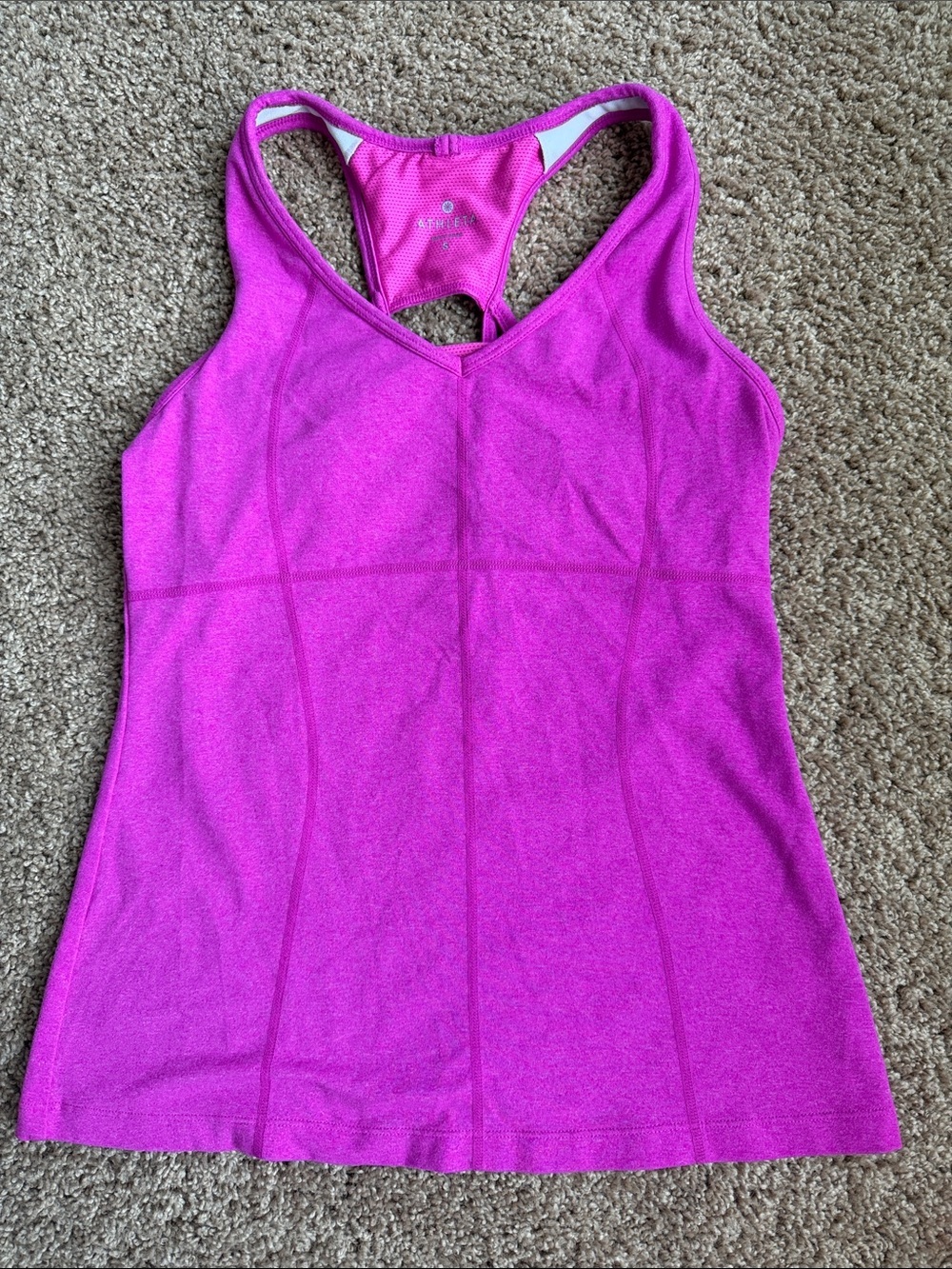 Athleta Hot Pink Racerback Tank with Built-In Shelf Bra Size S